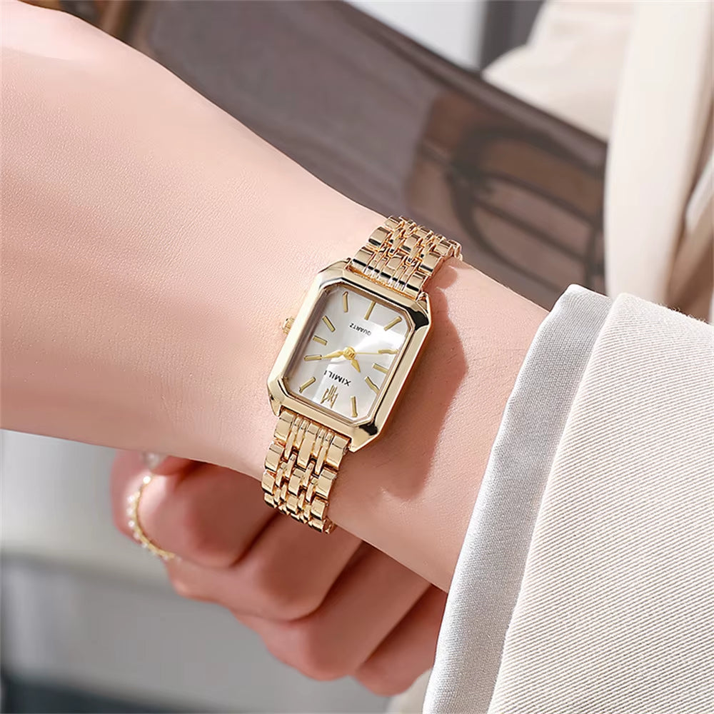 New Women Watch Light Luxury Brand Stainless Steel Ladies Business Watches Female Student Fashion Quartz Wristwatches.