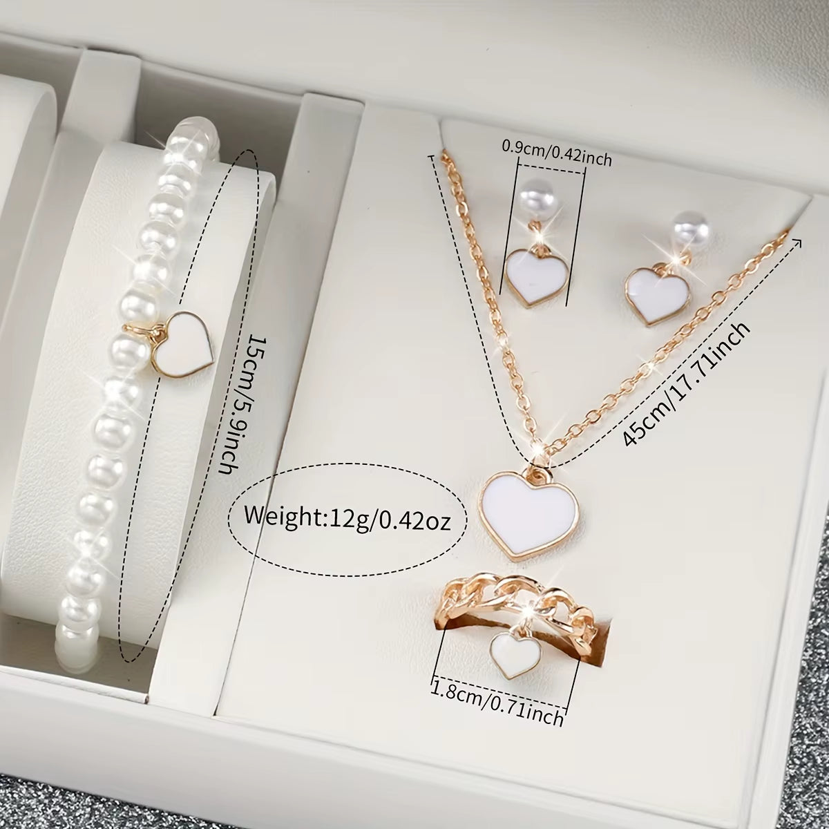 6Pcs/Set Women'S Watches Casual Silicone Band Analog Quartz Watch Heart Pearls Jewelry Set(Without Box).