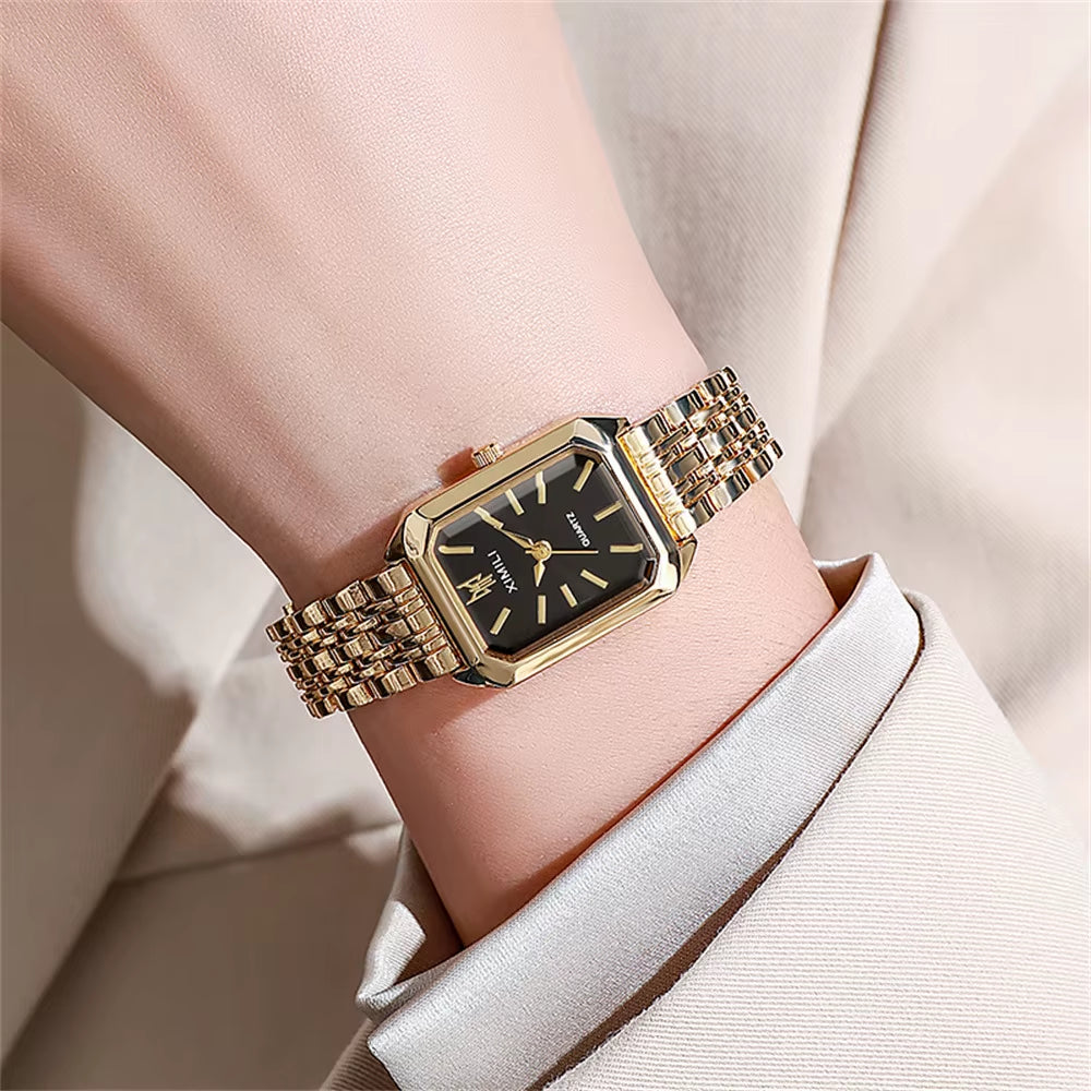 New Women Watch Light Luxury Brand Stainless Steel Ladies Business Watches Female Student Fashion Quartz Wristwatches.