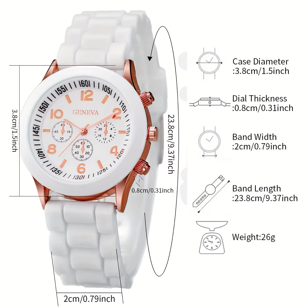 6Pcs/Set Women'S Watches Casual Silicone Band Analog Quartz Watch Heart Pearls Jewelry Set(Without Box).