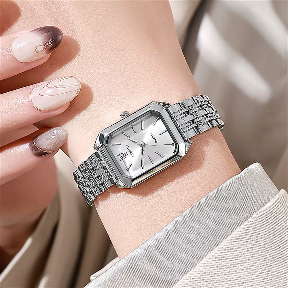 New Women Watch Light Luxury Brand Stainless Steel Ladies Business Watches Female Student Fashion Quartz Wristwatches.