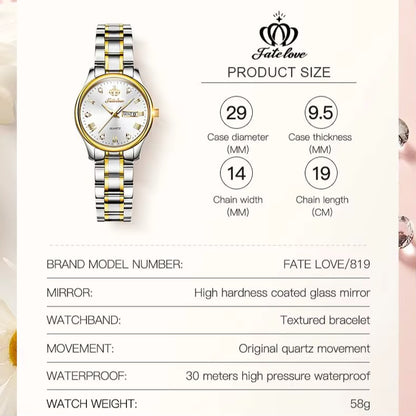 819 Luxury Quartz Watch for Women Stainless Steel Waterproof Classics Wristwatch for Lady Bracelet Sets Women Watch.