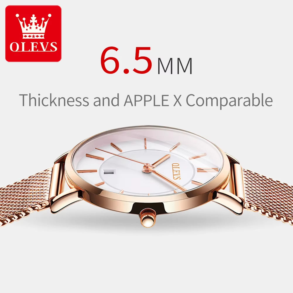 5869 Ultra Thin Women'S Quartz Watch High Quality Rose Gold Stainless Steel Waterproof Watch Top Luxury Brand Women Watch.