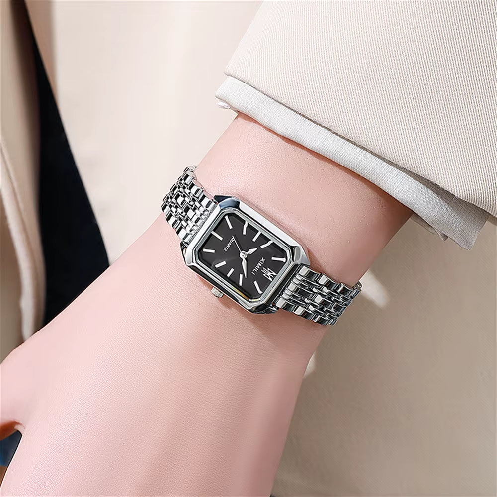 New Women Watch Light Luxury Brand Stainless Steel Ladies Business Watches Female Student Fashion Quartz Wristwatches.