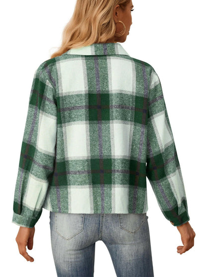 Womens Shacket Plaid Shirts Flannel Shacket Jacket Long Sleeve Button down Shirt Trendy Fall Outfits for Women Coats.