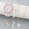 6Pcs/Set Women'S Watches Casual Silicone Band Analog Quartz Watch Heart Pearls Jewelry Set(Without Box).