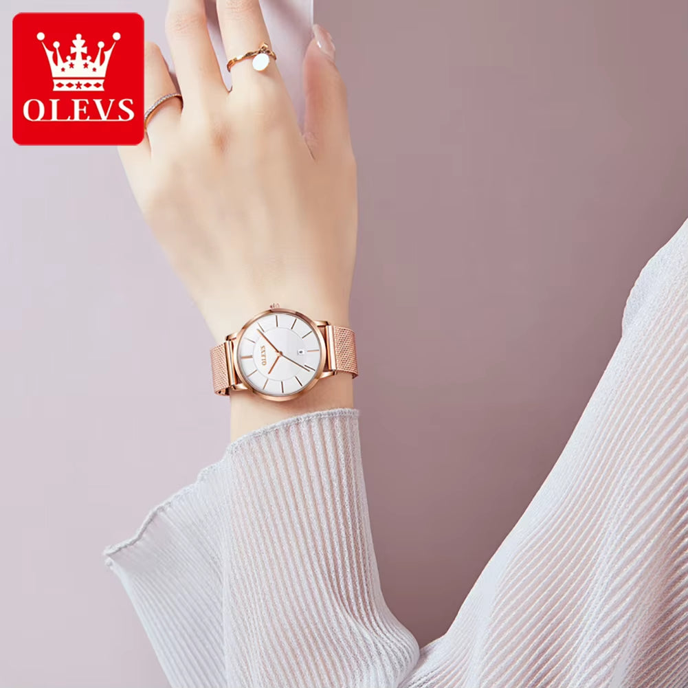 5869 Ultra Thin Women'S Quartz Watch High Quality Rose Gold Stainless Steel Waterproof Watch Top Luxury Brand Women Watch.