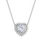 Women'S Fine Silver Plated Cubic Zirconia Heart Necklace, 18" +2".