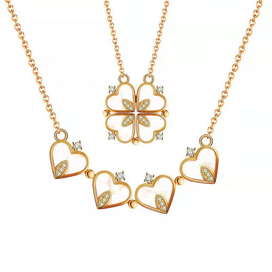 Lucky Four Leaf Clover Necklace, Gifts for Mother'S Day Valentine'S Day Day Birthday.