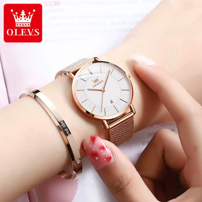 5869 Ultra Thin Women'S Quartz Watch High Quality Rose Gold Stainless Steel Waterproof Watch Top Luxury Brand Women Watch.