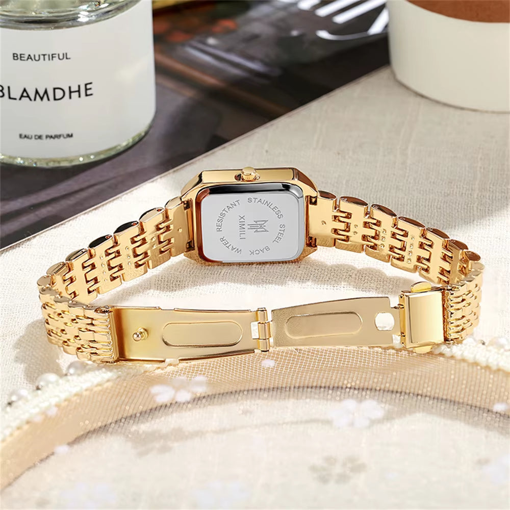 New Women Watch Light Luxury Brand Stainless Steel Ladies Business Watches Female Student Fashion Quartz Wristwatches.