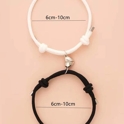 2 Pice Color Black White Hand Rope Love Magnetic Couple Good Friend Good Brother Party Student Travel Fashion Elegant Silver Mul.