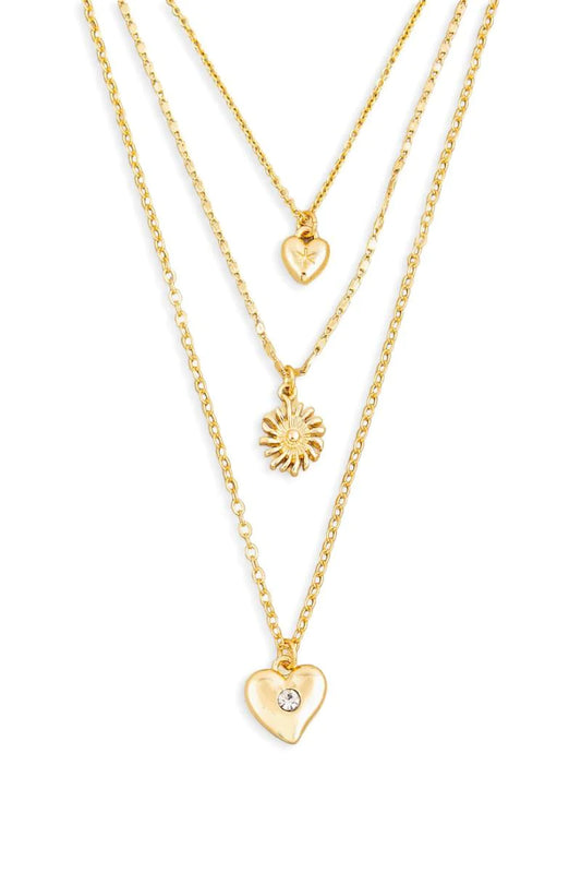 Three Layer Heart Star Pendant Necklace.