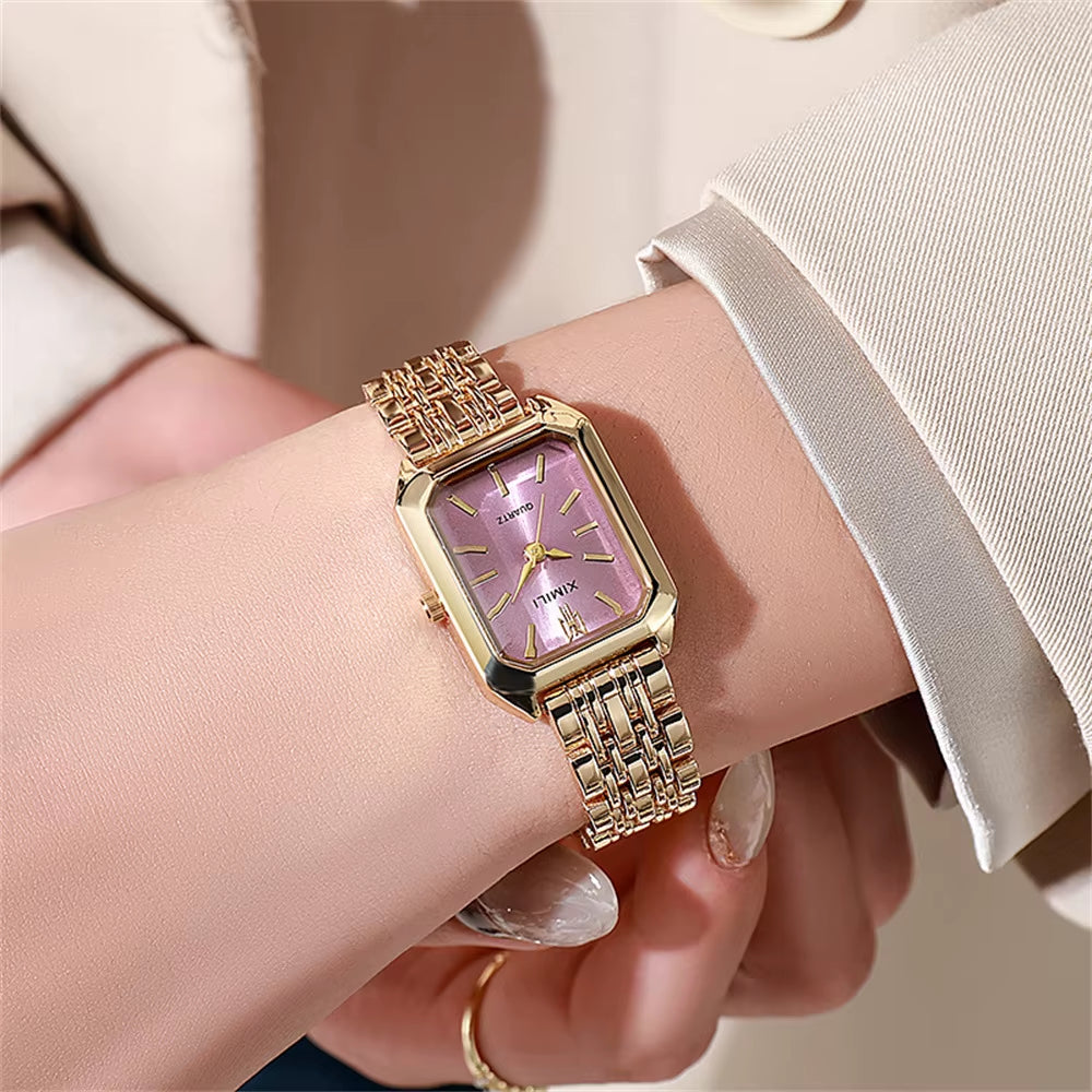 New Women Watch Light Luxury Brand Stainless Steel Ladies Business Watches Female Student Fashion Quartz Wristwatches.